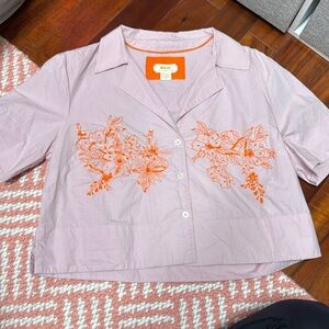 Cropped light, purple and orange Maeve top by anthropology size extra small